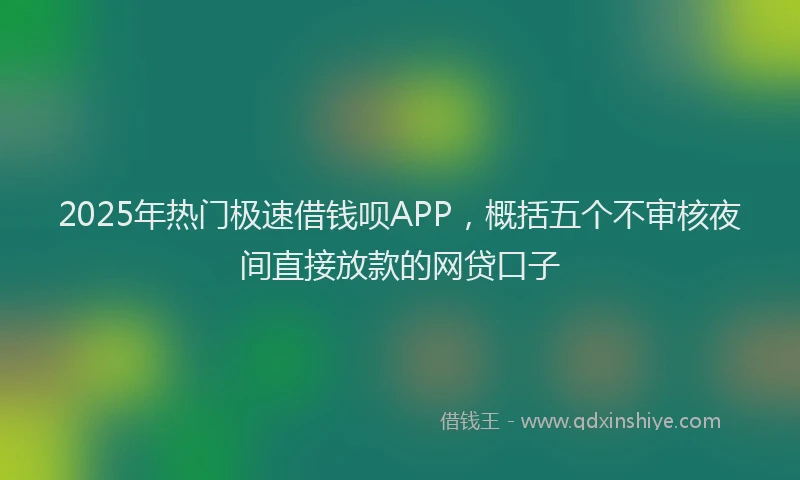 2025年热门极速借钱呗APP，概括五个不审核夜间直接放款的网贷口子