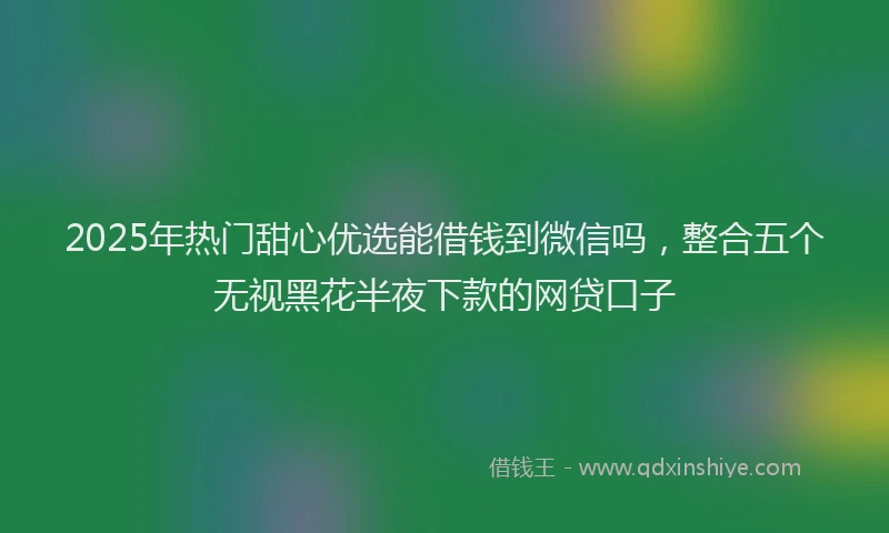 2025年热门甜心优选能借钱到微信吗，整合五个无视黑花半夜下款的网贷口子