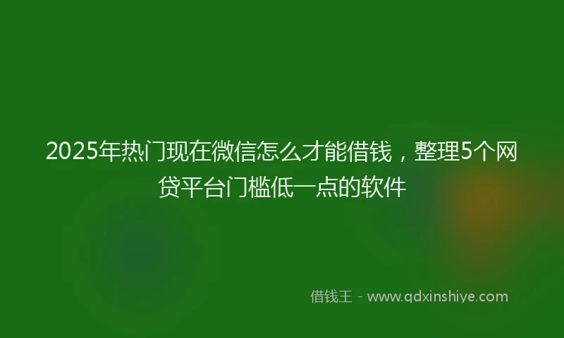 2025年热门现在微信怎么才能借钱，整理5个网贷平台门槛低一点的软件