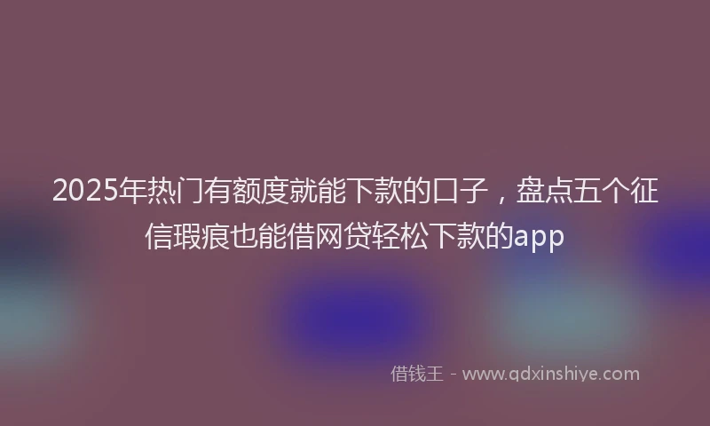 2025年热门有额度就能下款的口子，盘点五个征信瑕疵也能借网贷轻松下款的app