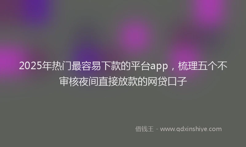 2025年热门最容易下款的平台app，梳理五个不审核夜间直接放款的网贷口子