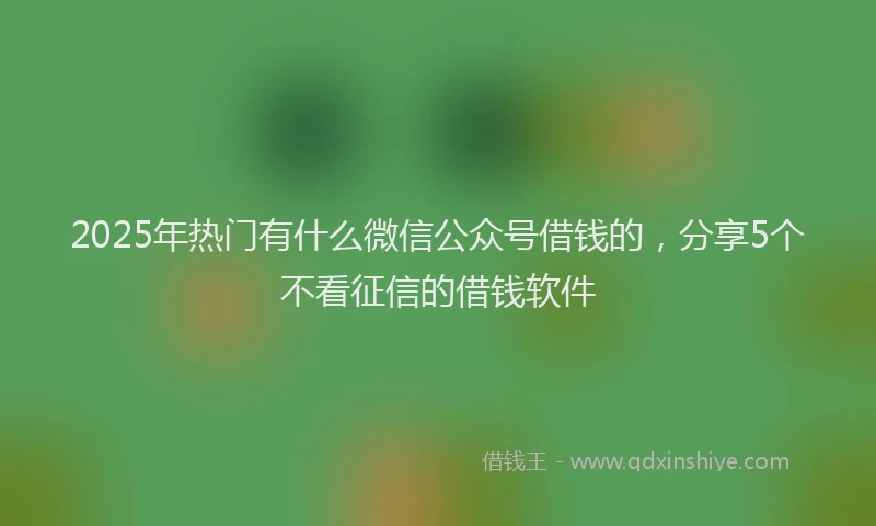 2025年热门有什么微信公众号借钱的，分享5个不看征信的借钱软件