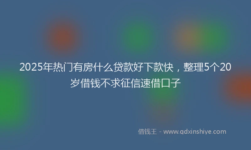 2025年热门有房什么贷款好下款快，整理5个20岁借钱不求征信速借口子