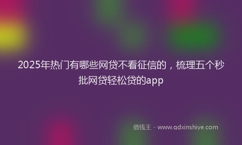 2025年热门有哪些网贷不看征信的，梳理五个秒批网贷轻松贷的app