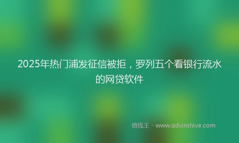 2025年热门浦发征信被拒，罗列五个看银行流水的网贷软件