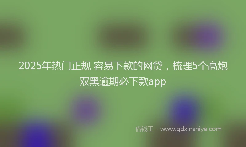 2025年热门正规 容易下款的网贷，梳理5个高炮双黑逾期必下款app