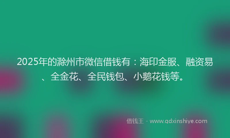 2025年的滁州市微信借钱有：海印金服、融资易、全金花、全民钱包、小鹅花钱等。