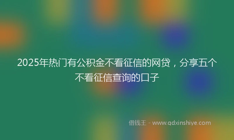 2025年热门有公积金不看征信的网贷，分享五个不看征信查询的口子