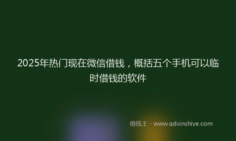 2025年热门现在微信借钱，概括五个手机可以临时借钱的软件