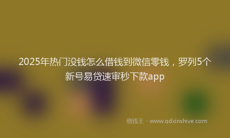 2025年热门没钱怎么借钱到微信零钱，罗列5个新号易贷速审秒下款app