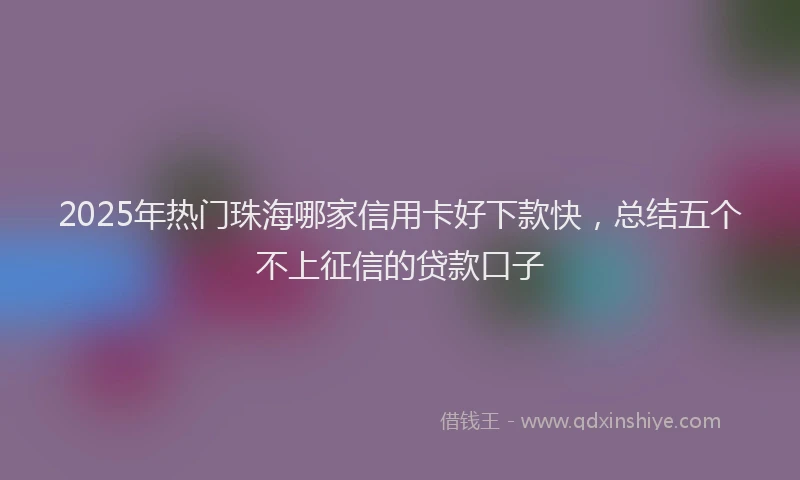 2025年热门珠海哪家信用卡好下款快，总结五个不上征信的贷款口子