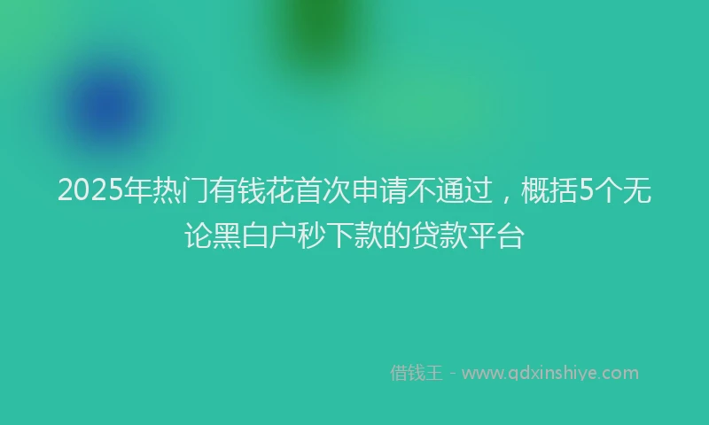 2025年热门有钱花首次申请不通过，概括5个无论黑白户秒下款的贷款平台