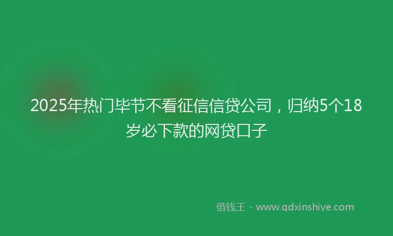2025年热门毕节不看征信信贷公司，归纳5个18岁必下款的网贷口子