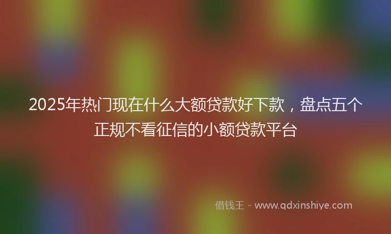2025年热门现在什么大额贷款好下款，盘点五个正规不看征信的小额贷款平台
