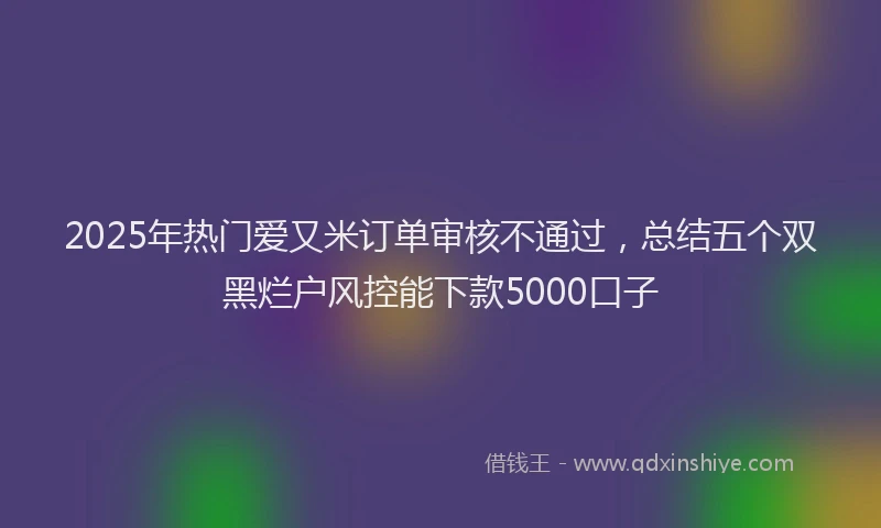 2025年热门爱又米订单审核不通过，总结五个双黑烂户风控能下款5000口子