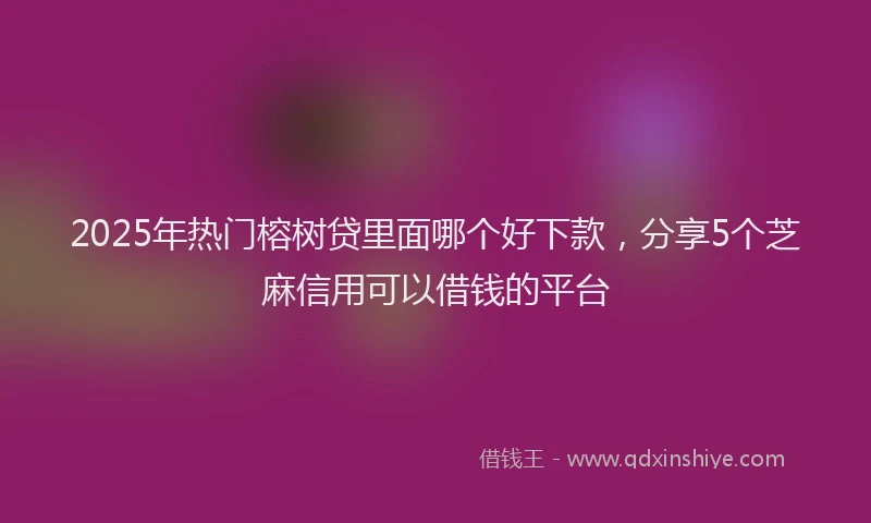 2025年热门榕树贷里面哪个好下款，分享5个芝麻信用可以借钱的平台