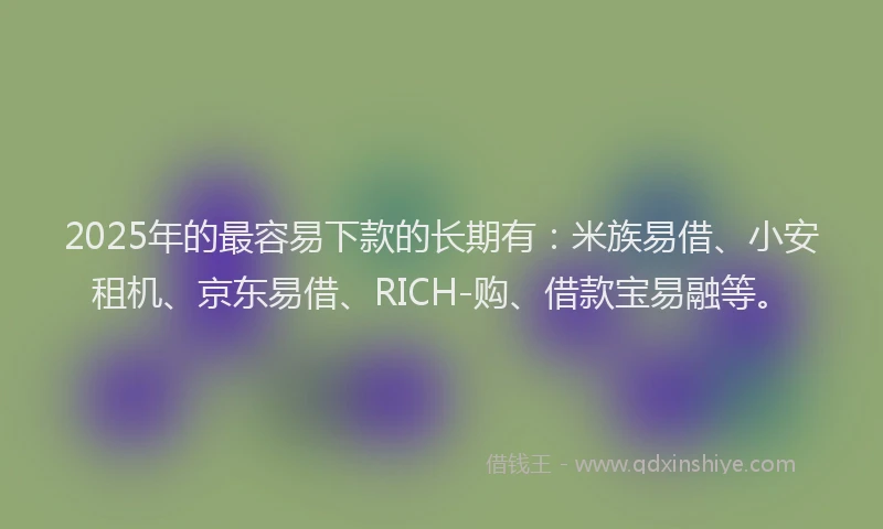 2025年的最容易下款的长期有：米族易借、小安租机、京东易借、RICH-购、借款宝易融等。