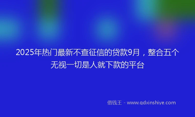 2025年热门最新不查征信的贷款9月，整合五个无视一切是人就下款的平台