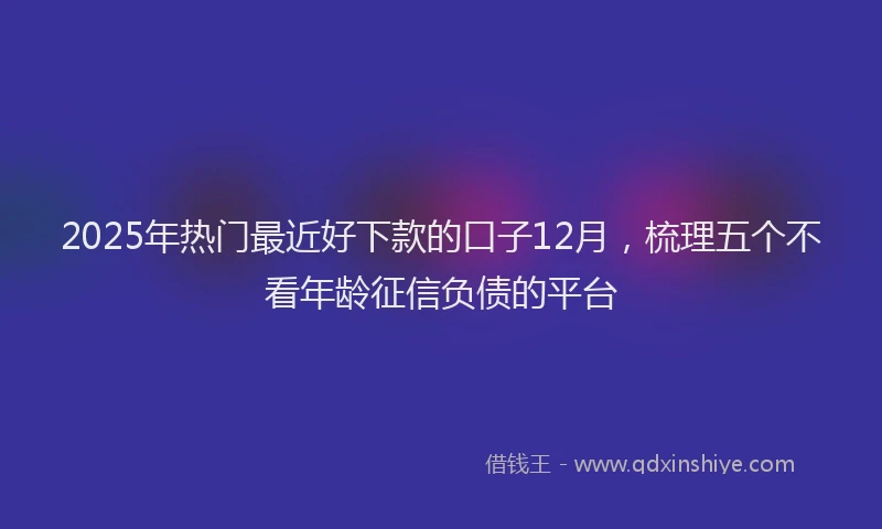 2025年热门最近好下款的口子12月，梳理五个不看年龄征信负债的平台