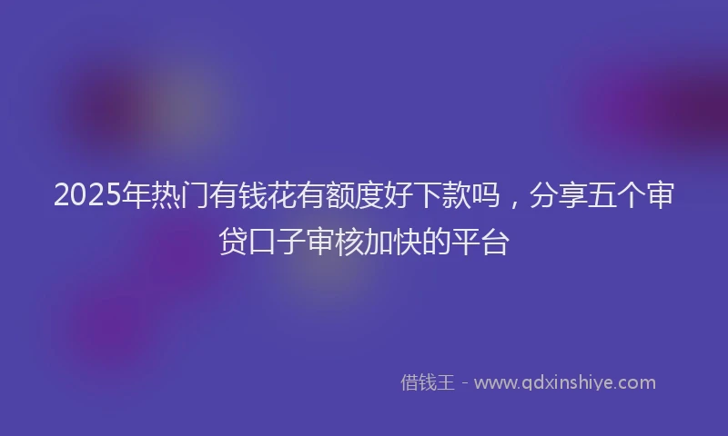 2025年热门有钱花有额度好下款吗，分享五个审贷口子审核加快的平台