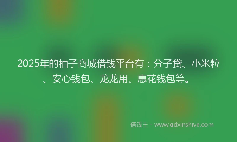 2025年的柚子商城借钱平台有：分子贷、小米粒、安心钱包、龙龙用、惠花钱包等。