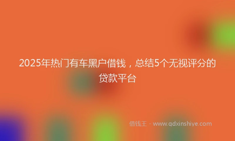 2025年热门有车黑户借钱，总结5个无视评分的贷款平台