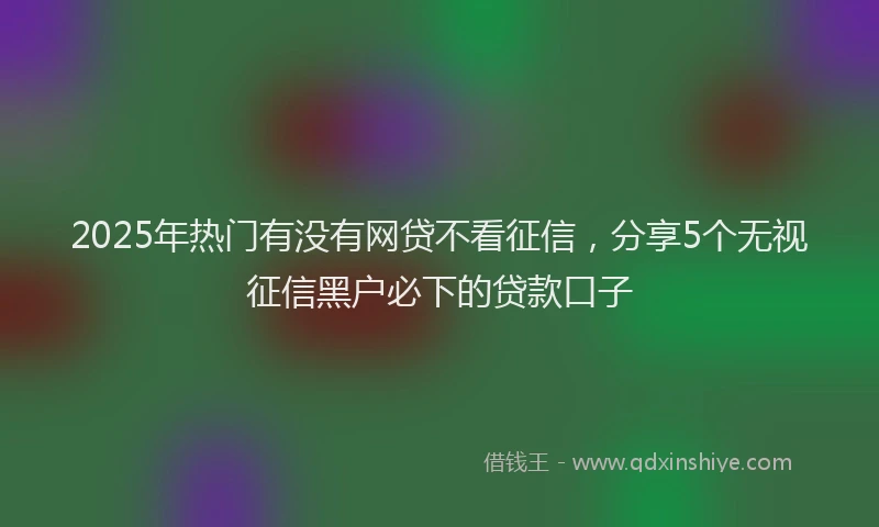2025年热门有没有网贷不看征信，分享5个无视征信黑户必下的贷款口子