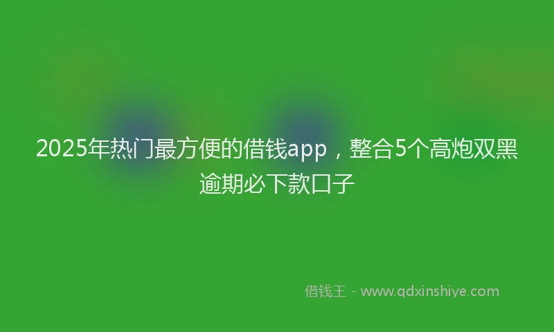 2025年热门最方便的借钱app，整合5个高炮双黑逾期必下款口子