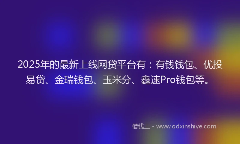 2025年的最新上线网贷平台有：有钱钱包、优投易贷、金瑞钱包、玉米分、鑫速Pro钱包等。