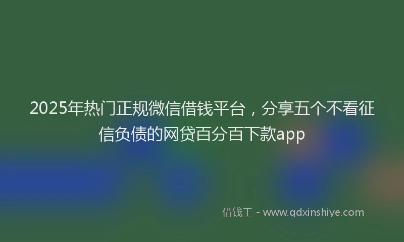 2025年热门正规微信借钱平台，分享五个不看征信负债的网贷百分百下款app
