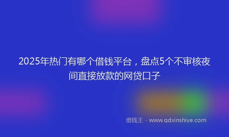 2025年热门有哪个借钱平台，盘点5个不审核夜间直接放款的网贷口子