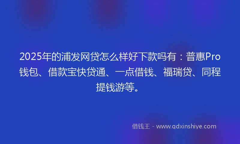 2025年的浦发网贷怎么样好下款吗有：普惠Pro钱包、借款宝快贷通、一点借钱、福瑞贷、同程提钱游等。