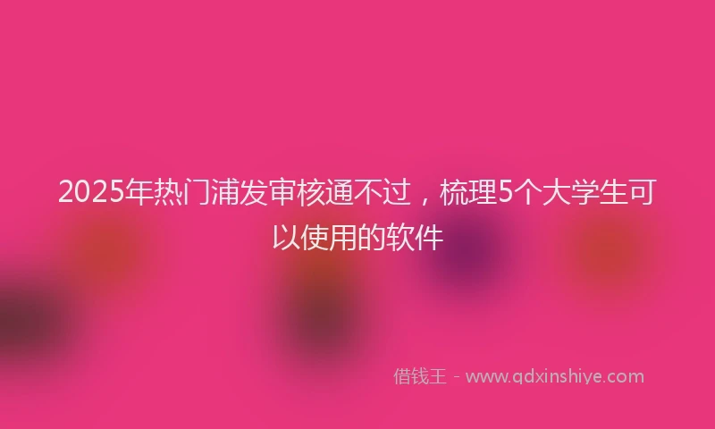 2025年热门浦发审核通不过，梳理5个大学生可以使用的软件