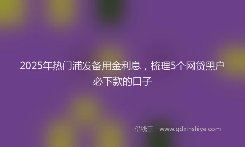 2025年热门浦发备用金利息，梳理5个网贷黑户必下款的口子