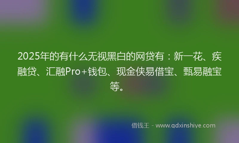 2025年的有什么无视黑白的网贷有：新一花、疾融贷、汇融Pro+钱包、现金侠易借宝、甄易融宝等。