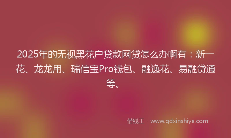 2025年的无视黑花户贷款网贷怎么办啊有：新一花、龙龙用、瑞信宝Pro钱包、融逸花、易融贷通等。