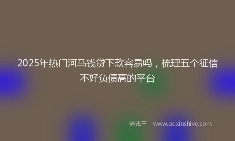 2025年热门河马钱贷下款容易吗，梳理五个征信不好负债高的平台