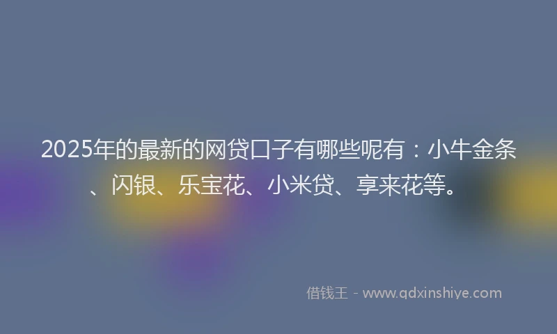 2025年的最新的网贷口子有哪些呢有：小牛金条、闪银、乐宝花、小米贷、享来花等。