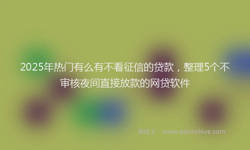 2025年热门有么有不看征信的贷款，整理5个不审核夜间直接放款的网贷软件