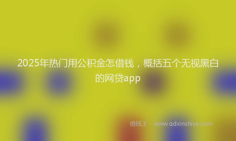 2025年热门用公积金怎借钱，概括五个无视黑白的网贷app
