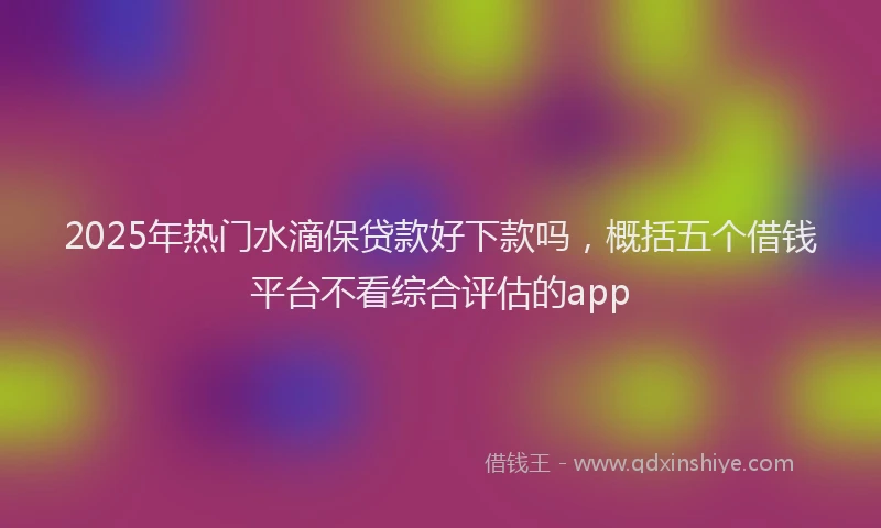 2025年热门水滴保贷款好下款吗，概括五个借钱平台不看综合评估的app