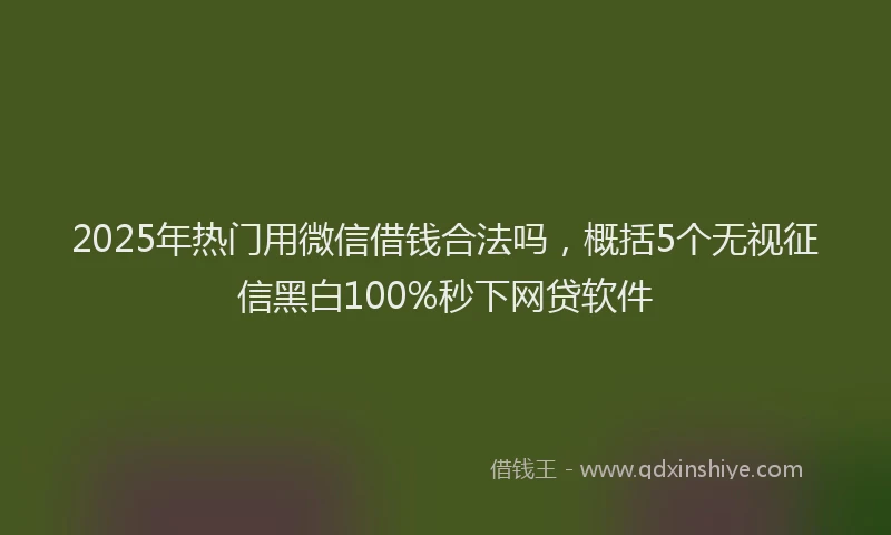 2025年热门用微信借钱合法吗，概括5个无视征信黑白100%秒下网贷软件