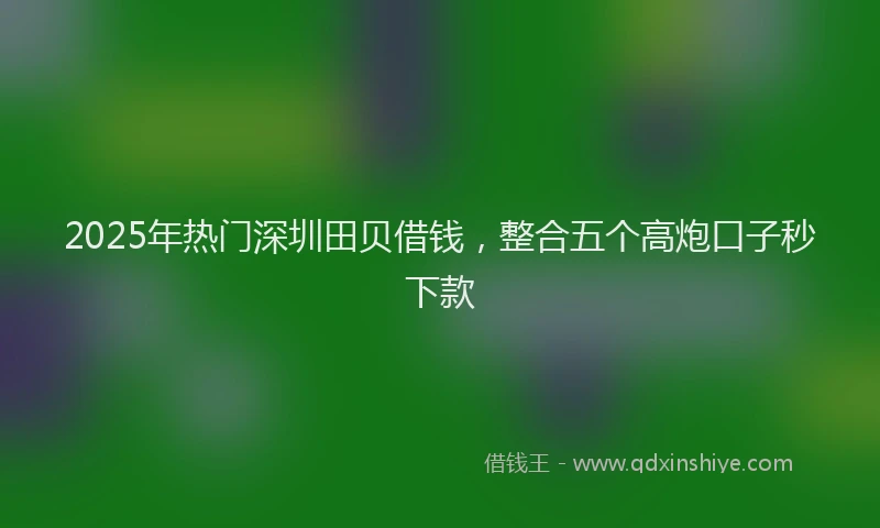 2025年热门深圳田贝借钱，整合五个高炮口子秒下款