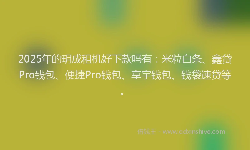 2025年的玥成租机好下款吗有：米粒白条、鑫贷Pro钱包、便捷Pro钱包、享宇钱包、钱袋速贷等。