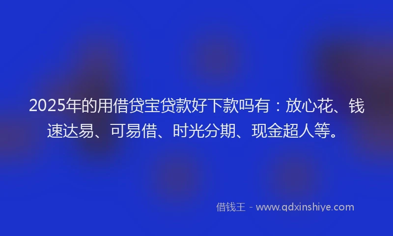 2025年的用借贷宝贷款好下款吗有：放心花、钱速达易、可易借、时光分期、现金超人等。