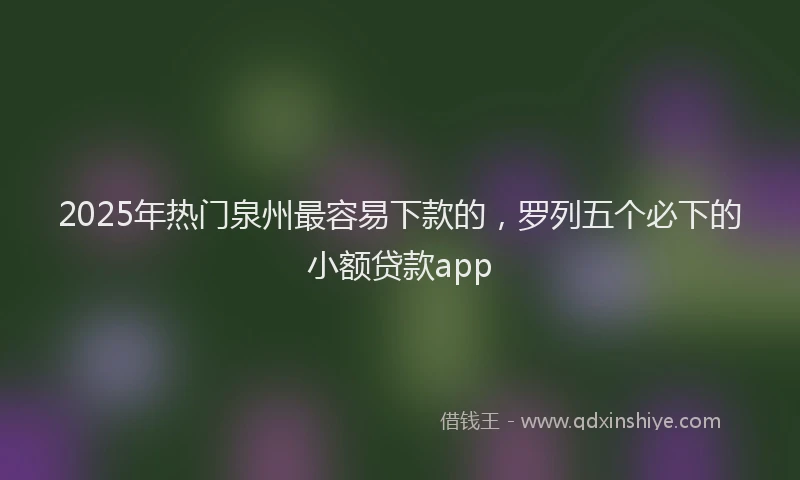 2025年热门泉州最容易下款的，罗列五个必下的小额贷款app