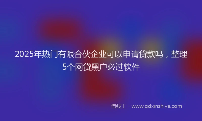 2025年热门有限合伙企业可以申请贷款吗，整理5个网贷黑户必过软件