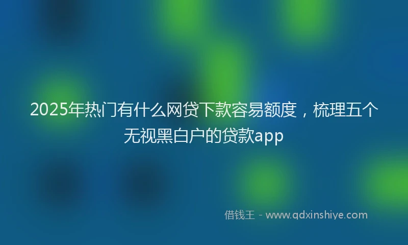 2025年热门有什么网贷下款容易额度，梳理五个无视黑白户的贷款app