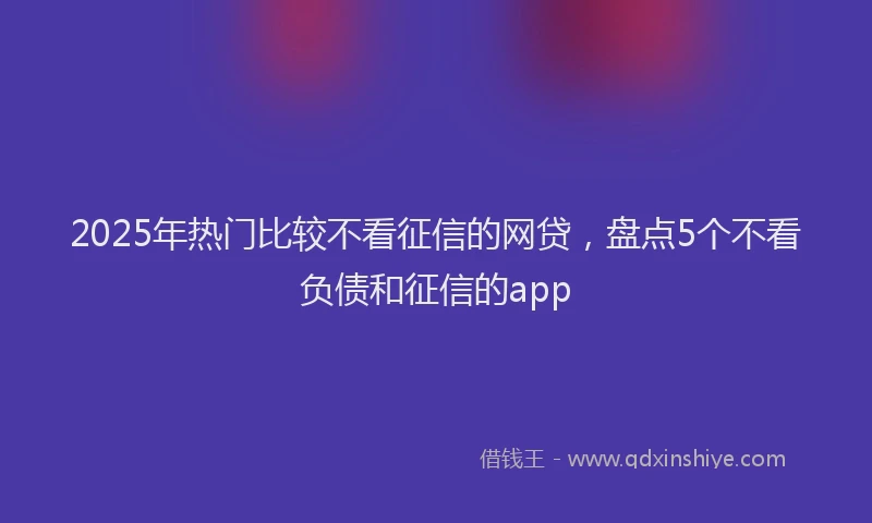 2025年热门比较不看征信的网贷，盘点5个不看负债和征信的app