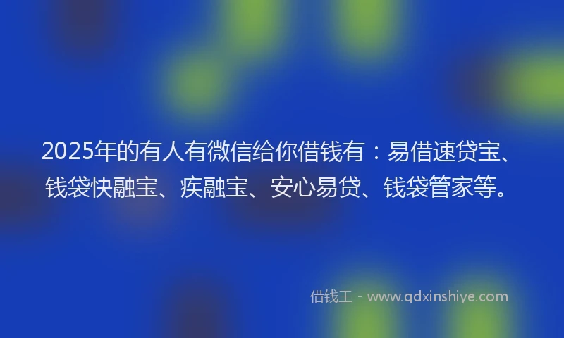 2025年的有人有微信给你借钱有：易借速贷宝、钱袋快融宝、疾融宝、安心易贷、钱袋管家等。